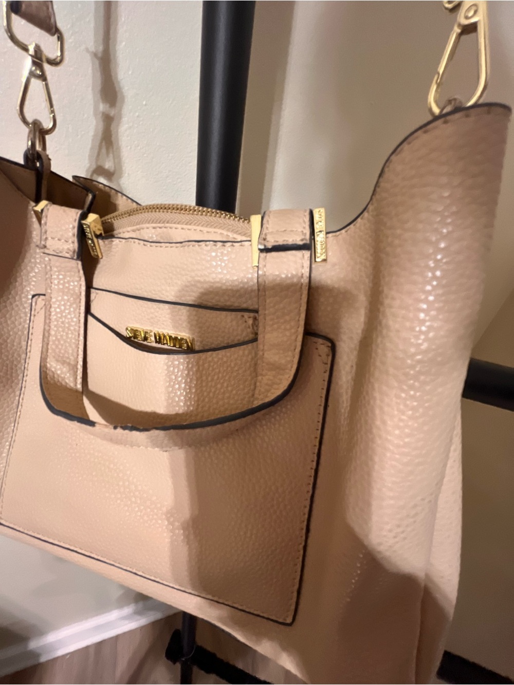 Steve Madden Blush Textured Tote with Gold Hardware